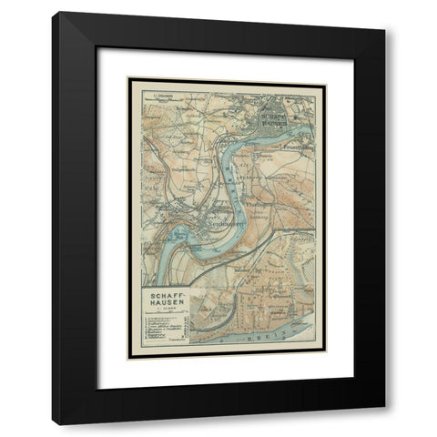 Schaffhausen Switzerland - Baedeker 1914 Black Modern Wood Framed Art Print with Double Matting by Baedeker