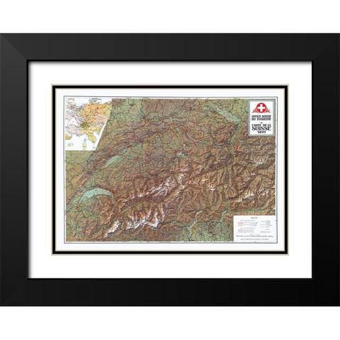 Switzerland - 1921 Black Modern Wood Framed Art Print with Double Matting by Suisse