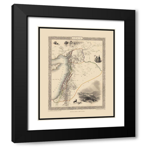 Middle East Syria - Tallis 1851 Black Modern Wood Framed Art Print with Double Matting by Tallis