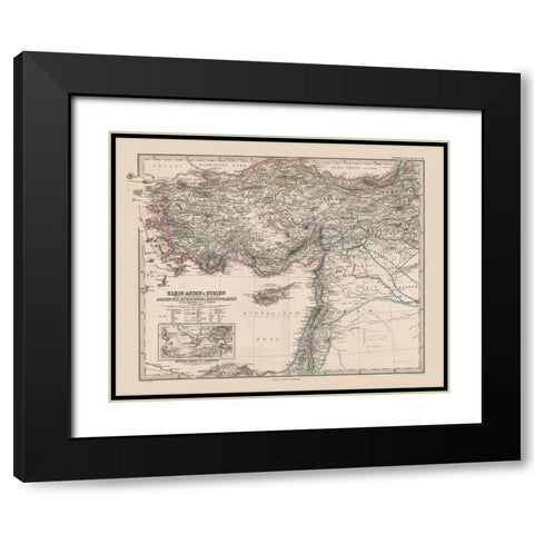 Asia Minor Syria Turkey - Stieler 1885 Black Modern Wood Framed Art Print with Double Matting by Stieler