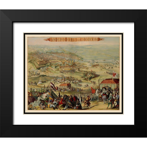 Stettin Conquest Poland - DeHooghe 1675 Black Modern Wood Framed Art Print with Double Matting by De Hooghe