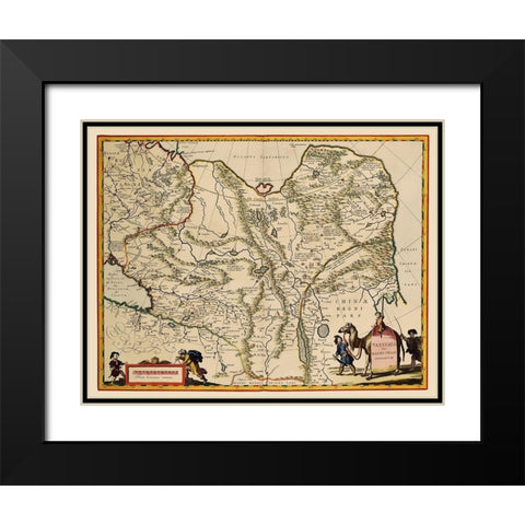 Tartary Region Asia - Blaeu 1630 Black Modern Wood Framed Art Print with Double Matting by Blaeu