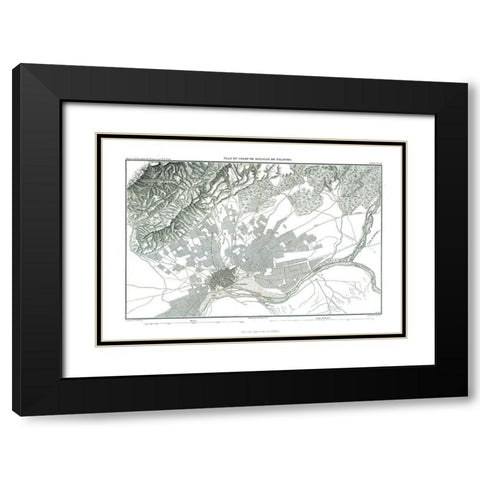 Battle of Talavera, Field Plan - Thiers 1866 Black Modern Wood Framed Art Print with Double Matting by Unknown