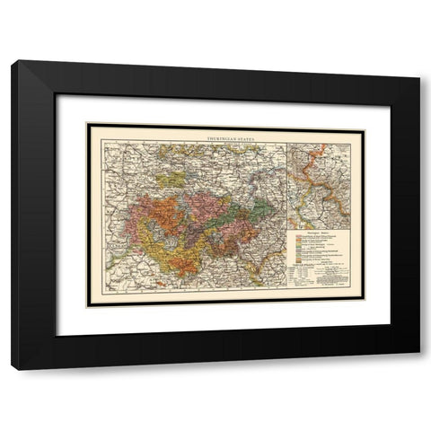 Thuringen State Germany - Andree 1895 Black Modern Wood Framed Art Print with Double Matting by Andree