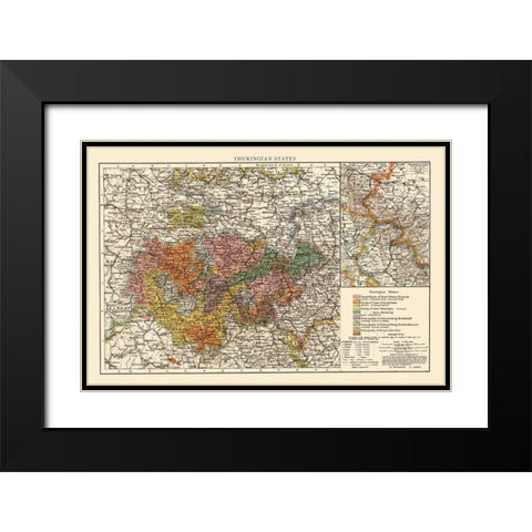 Thuringen State Germany - Andree 1895 Black Modern Wood Framed Art Print with Double Matting by Andree