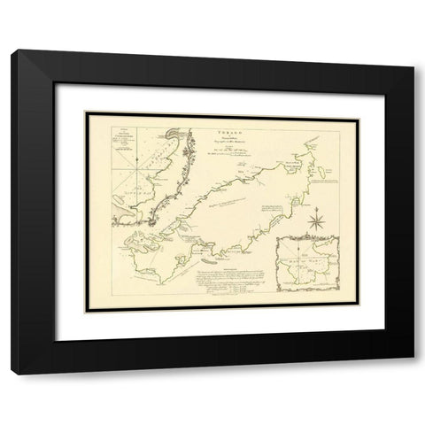 Caribbean Tobago - Jefferys 1765 Black Modern Wood Framed Art Print with Double Matting by Jefferys