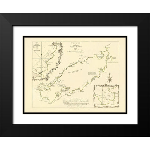 Caribbean Tobago - Jefferys 1765 Black Modern Wood Framed Art Print with Double Matting by Jefferys