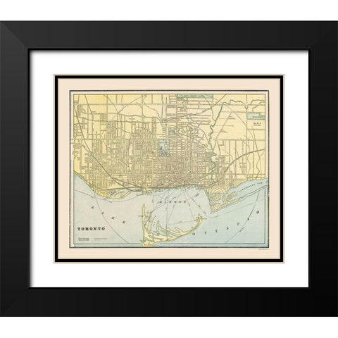 Toronto - Cram 1892 Black Modern Wood Framed Art Print with Double Matting by Unknown