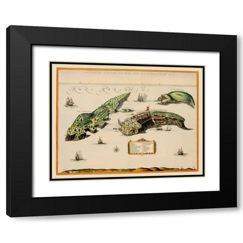 Isole Tremiti Italy - Blaeu 1662 Black Modern Wood Framed Art Print with Double Matting by Blaeu