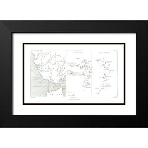 Battle of Trafalgar, Field Plan - Thiers 1866 Black Modern Wood Framed Art Print with Double Matting by Unknown