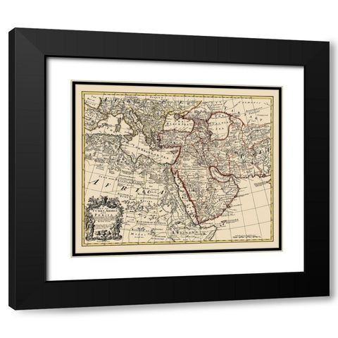 Turkey Arabia Persia - De Lisle 1721 Black Modern Wood Framed Art Print with Double Matting by De L''isle