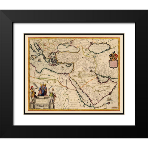 Turkish Empire - Blaeu 1635 Black Modern Wood Framed Art Print with Double Matting by Blaeu