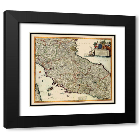Tuscany Region Italy - De Wit 1688 Black Modern Wood Framed Art Print with Double Matting by De Wit