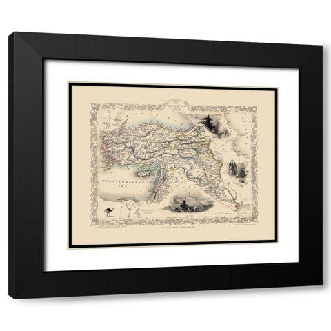 Asia Turkey - Tallis 1851 Black Modern Wood Framed Art Print with Double Matting by Tallis