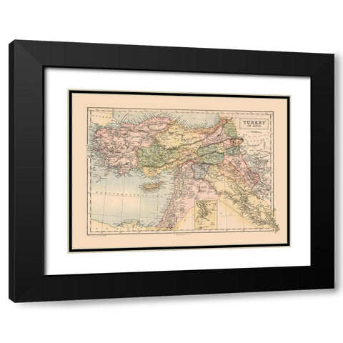 Asia Turkey - Black 1867 Black Modern Wood Framed Art Print with Double Matting by Black