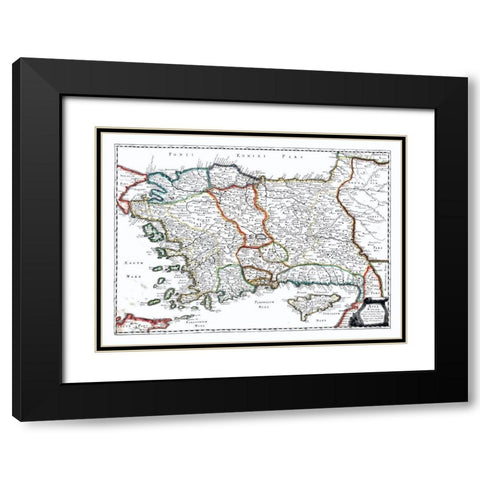 Turkey - Sanson 1641 Black Modern Wood Framed Art Print with Double Matting by Sanson