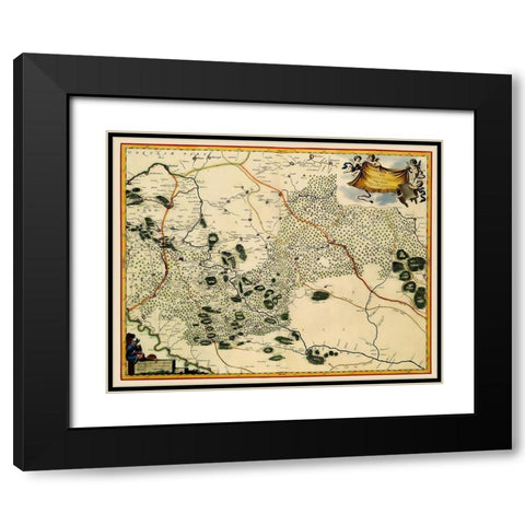 Ukraine - Blaeu 1662 Black Modern Wood Framed Art Print with Double Matting by Blaeu