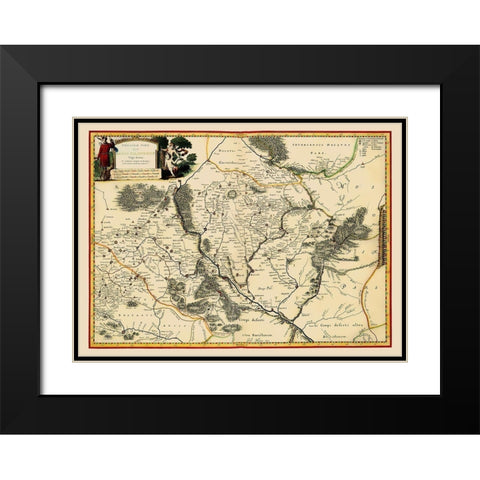 Ukraine - Blaeu 1662 Black Modern Wood Framed Art Print with Double Matting by Blaeu