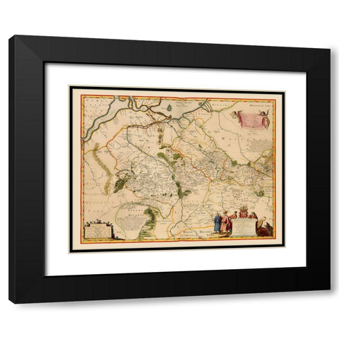 Ukraine - Hondius 1648 Black Modern Wood Framed Art Print with Double Matting by Hondius