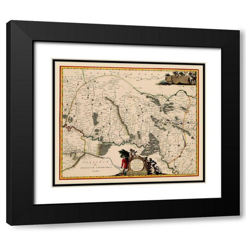 Ukraine - Blaeu 1662 Black Modern Wood Framed Art Print with Double Matting by Blaeu