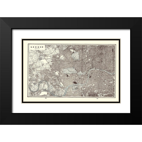 London England - Rathbun 1893 Black Modern Wood Framed Art Print with Double Matting by Rathbun