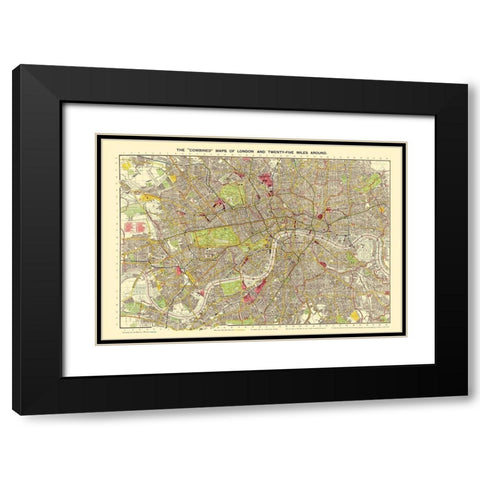 London England - Bartholomew 1905 Black Modern Wood Framed Art Print with Double Matting by Bartholomew