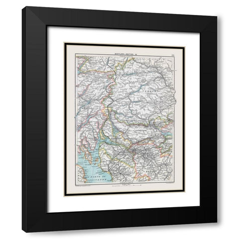 Southern Scotland - Bartholomew 1892 Black Modern Wood Framed Art Print with Double Matting by Bartholomew