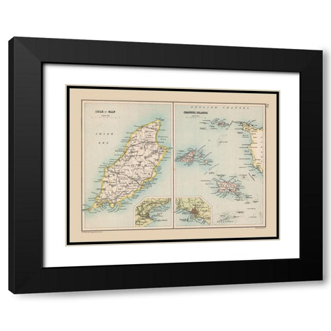 Isle of Man Channel Islands - Bartholomew 1892 Black Modern Wood Framed Art Print with Double Matting by Bartholomew