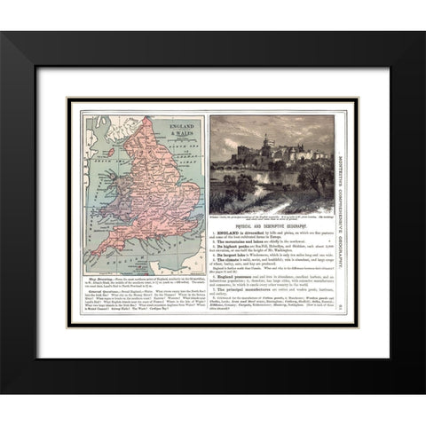England Wales - Monteith 1882 Black Modern Wood Framed Art Print with Double Matting by Monteith