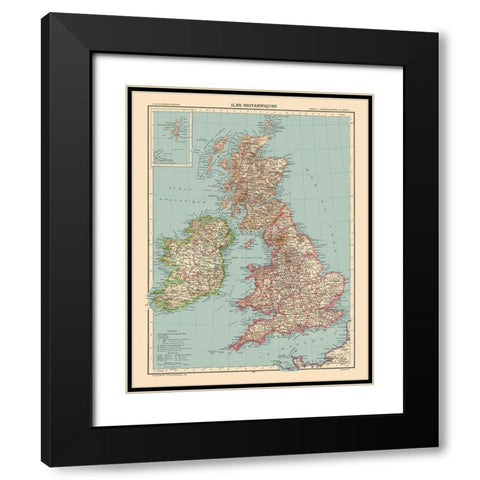 British Isles Great Britain Ireland - Schrader Black Modern Wood Framed Art Print with Double Matting by Schrader