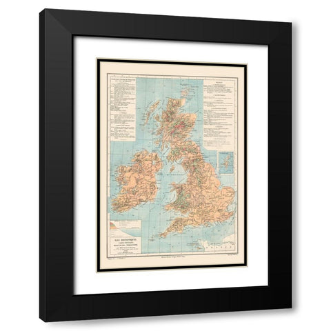 British Isles Great Britain Ireland - Drioux 1882 Black Modern Wood Framed Art Print with Double Matting by Drioux