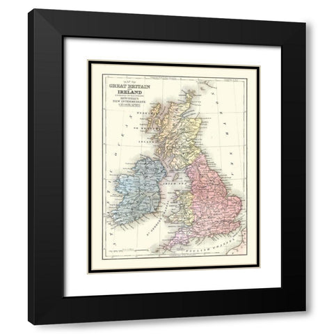 Great Britain Ireland - Mitchell 1869 Black Modern Wood Framed Art Print with Double Matting by Mitchell