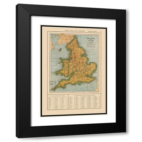 England Wales - Reynold 1921 Black Modern Wood Framed Art Print with Double Matting by Reynold
