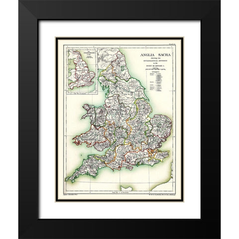 England Wales - Poole 1902 Black Modern Wood Framed Art Print with Double Matting by Poole