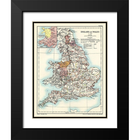 England Wales 1086 - Poole 1902 Black Modern Wood Framed Art Print with Double Matting by Poole