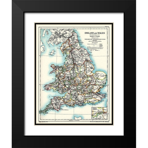 House of Tudor England Wales - Poole 1902 Black Modern Wood Framed Art Print with Double Matting by Poole