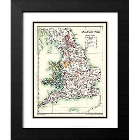 England Wales - Poole 1902 Black Modern Wood Framed Art Print with Double Matting by Poole