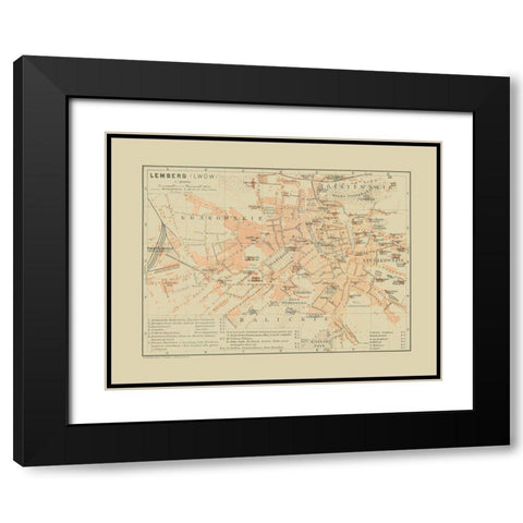 Lemberg Ukraine - Baedeker 1910 Black Modern Wood Framed Art Print with Double Matting by Baedeker