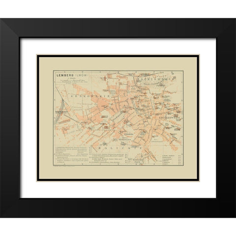 Lemberg Ukraine - Baedeker 1910 Black Modern Wood Framed Art Print with Double Matting by Baedeker