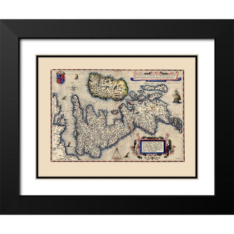 England Scotland Wales - Ortelius 1570 Black Modern Wood Framed Art Print with Double Matting by Ortelius