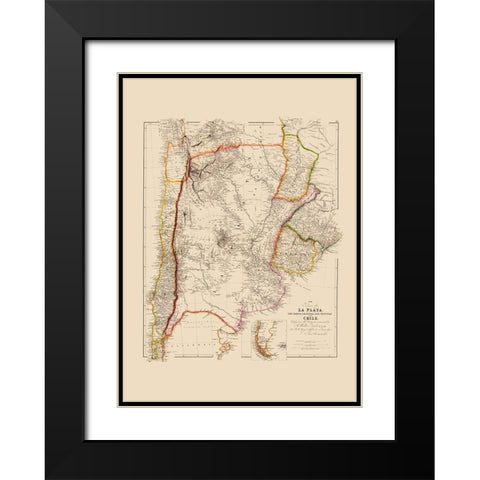 South America - Arrowsmith 1844 Black Modern Wood Framed Art Print with Double Matting by Arrowsmith