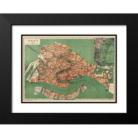 Venice Italy - Baedeker 1886 Black Modern Wood Framed Art Print with Double Matting by Baedeker