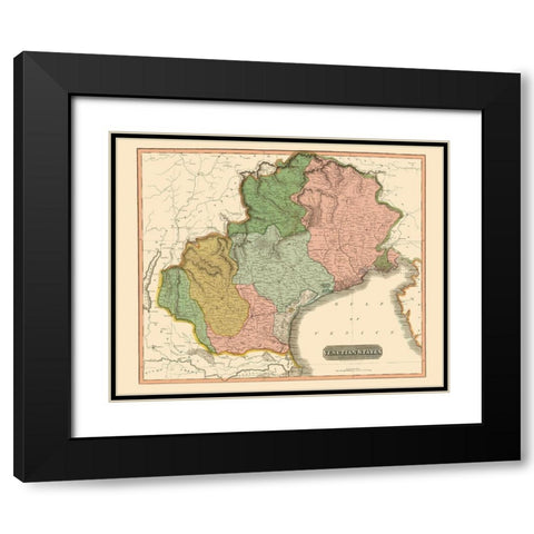 Venetian States Italy - Thomson 1816 Black Modern Wood Framed Art Print with Double Matting by Thomson