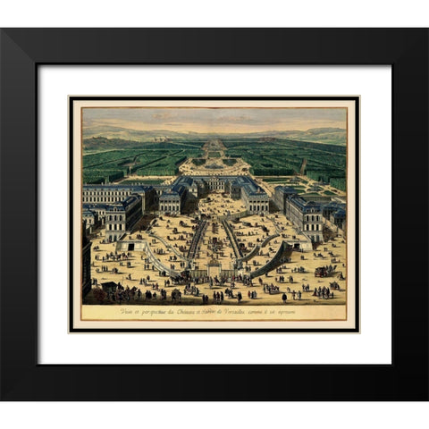 Palace Versailles Panoramic France - 1683 Black Modern Wood Framed Art Print with Double Matting by Unknown