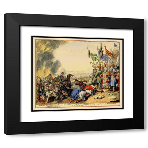 Vienna Austria Siege 2 - DeHooghe 1683 Black Modern Wood Framed Art Print with Double Matting by De Hooghe