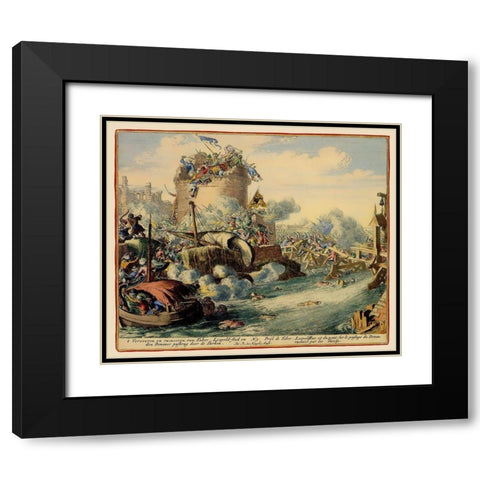 Vienna Austria Siege 3 - DeHooghe 1683 Black Modern Wood Framed Art Print with Double Matting by De Hooghe