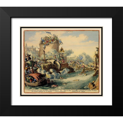 Vienna Austria Siege 3 - DeHooghe 1683 Black Modern Wood Framed Art Print with Double Matting by De Hooghe