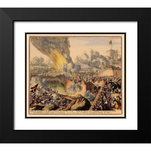 Vienna Austria Siege 5 - DeHooghe 1683 Black Modern Wood Framed Art Print with Double Matting by De Hooghe