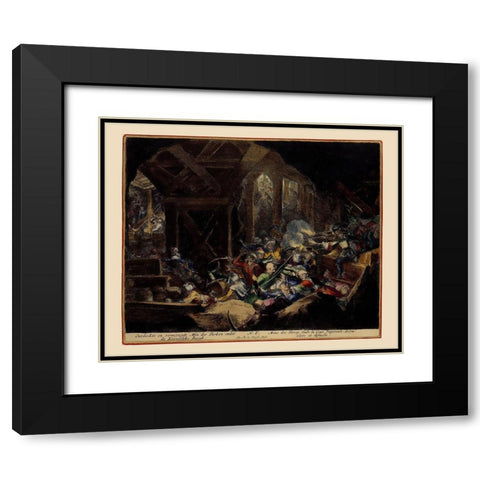 Vienna Austria Siege 8 - DeHooghe 1683 Black Modern Wood Framed Art Print with Double Matting by De Hooghe