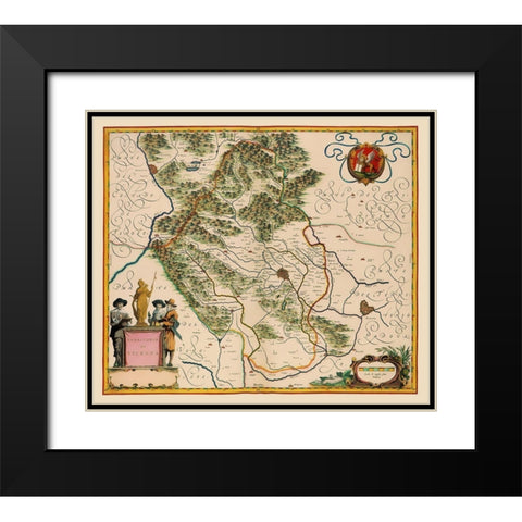 Vicenza Region Italy - Blaeu 1640 Black Modern Wood Framed Art Print with Double Matting by Blaeu